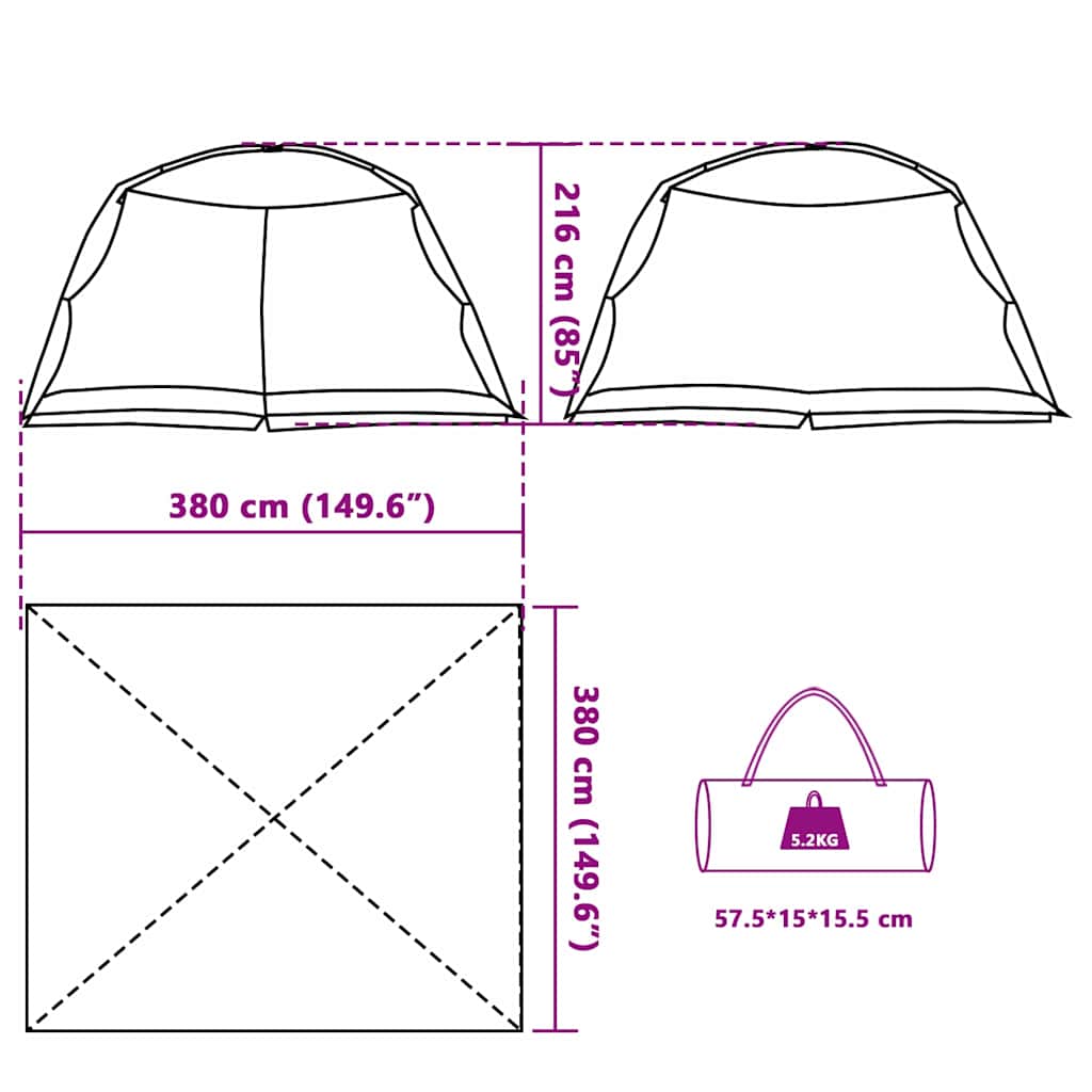 Šator s mrežom protiv komaraca Morska zelena 434 x 434 x 230 cm
