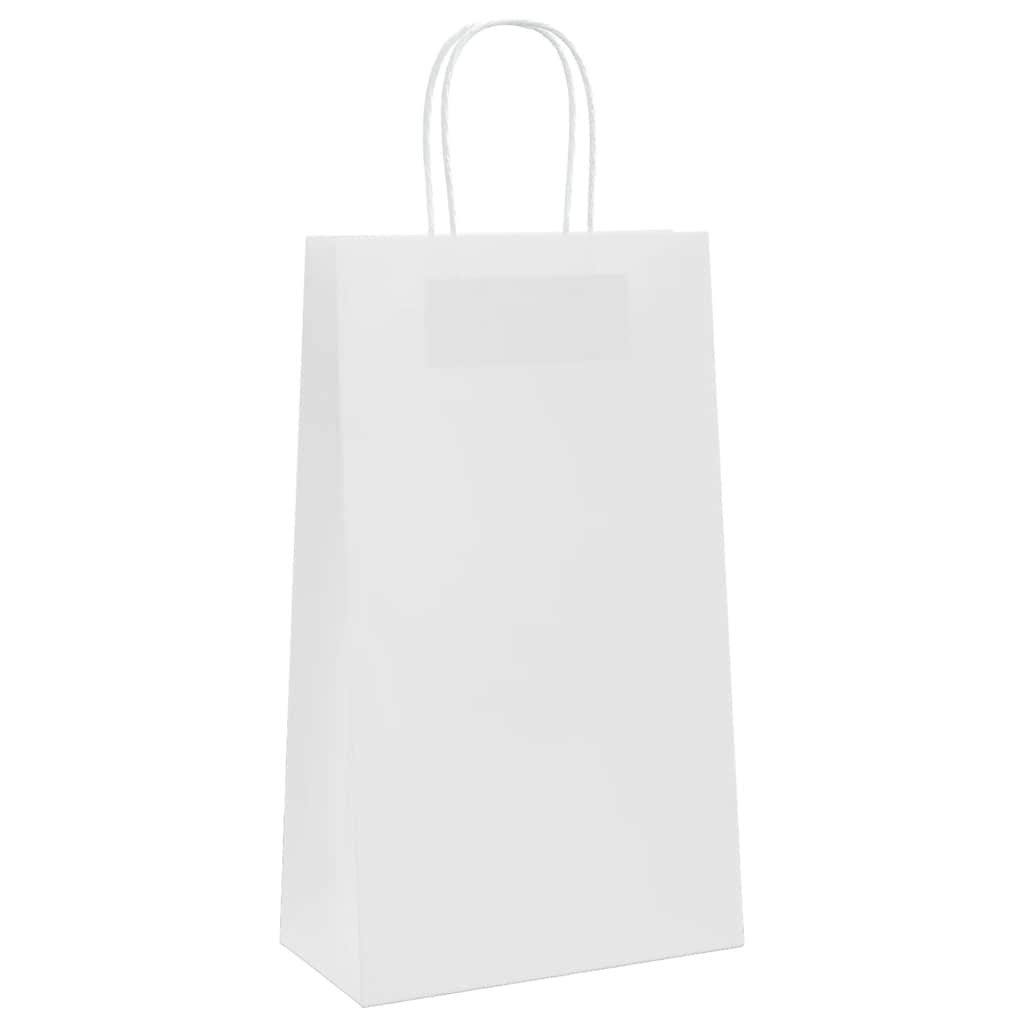 Papirnate vrećice 50 kom s ručkama bijele 21x11x36 cm