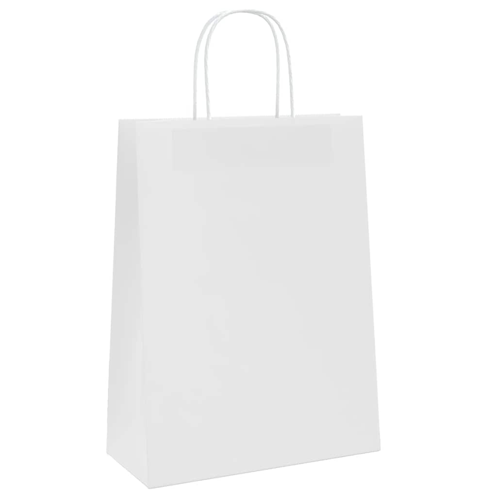 Papirnate vrećice 50 kom s ručkama bijele 26x12x35 cm