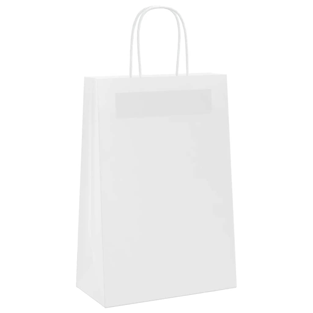 Papirnate vrećice 250 kom s ručkama bijele 21x11x31 cm
