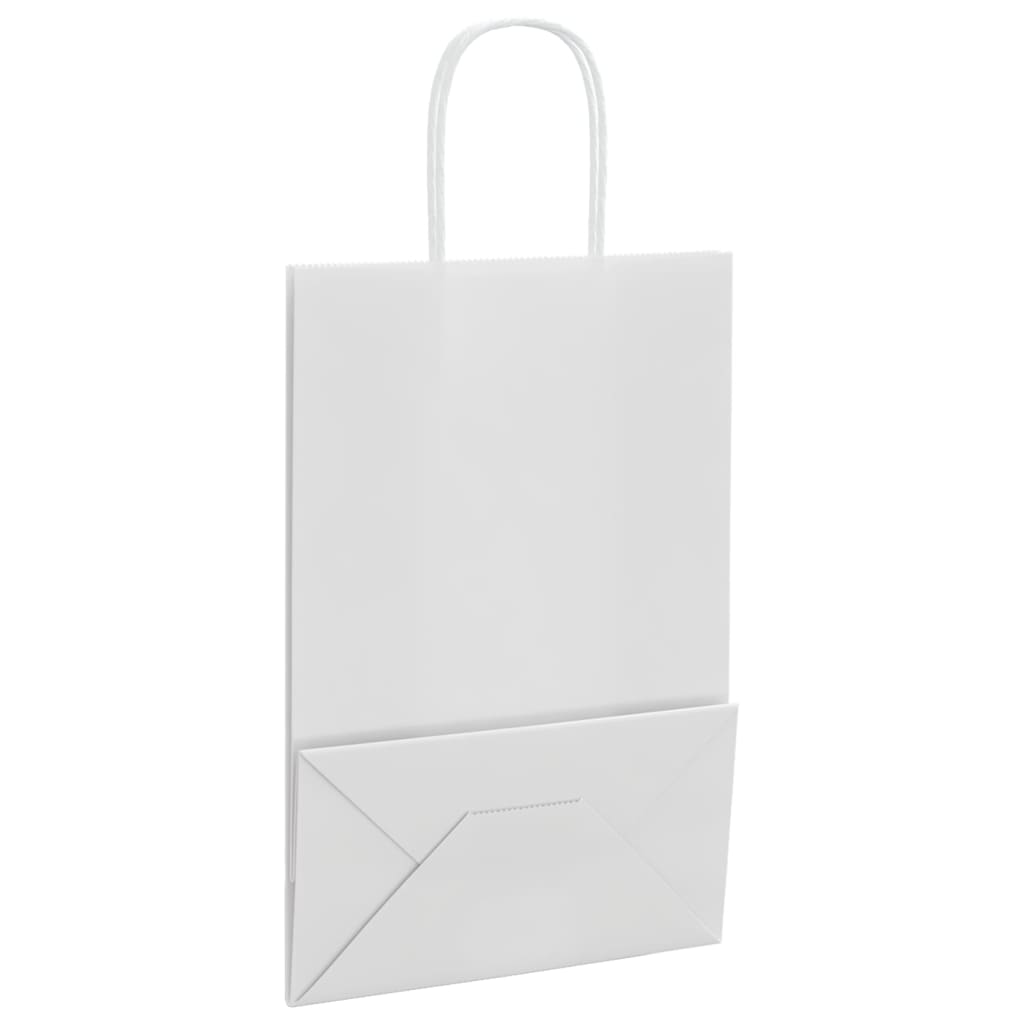 Papirnate vrećice 250 kom s ručkama bijele 21x11x31 cm