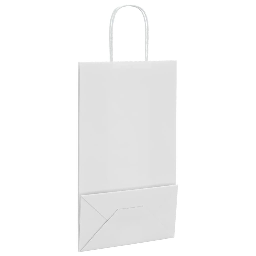 Papirnate vrećice 250 kom s ručkama bijele 21x11x36 cm