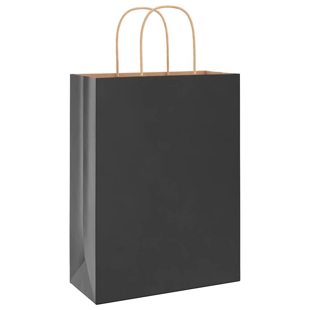 Papirnate vrećice 250 kom s ručkama crne 26x12x35 cm