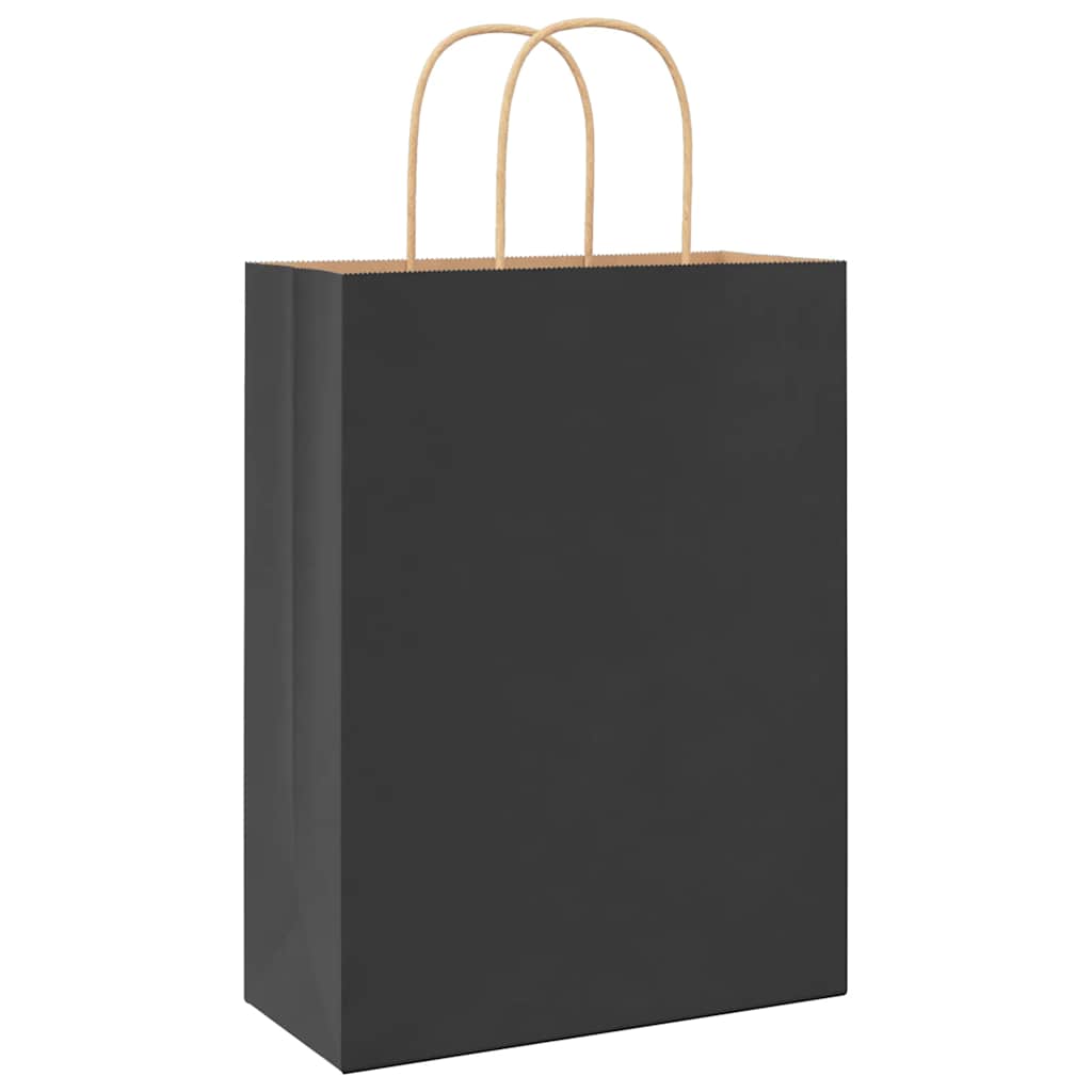 Papirnate vrećice 250 kom s ručkama crne 26x12x35 cm