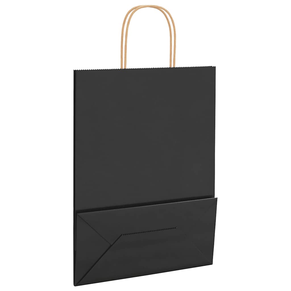 Papirnate vrećice 250 kom s ručkama crne 26x12x35 cm