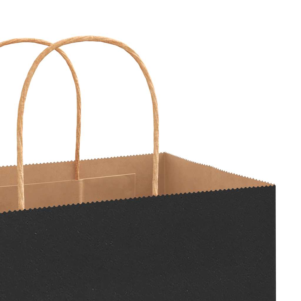 Papirnate vrećice 250 kom s ručkama crne 26x12x35 cm