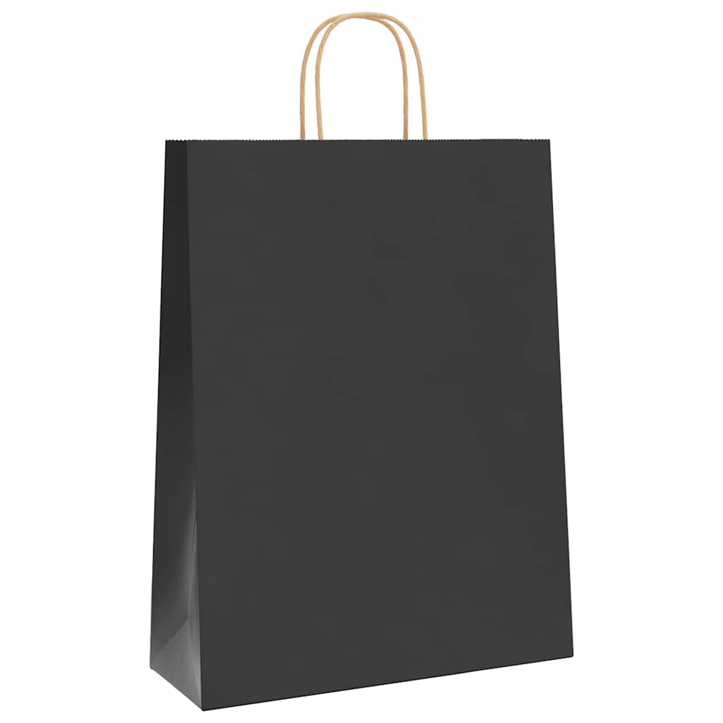 Papirnate vrećice 250 kom s ručkama crne 32x12x42 cm