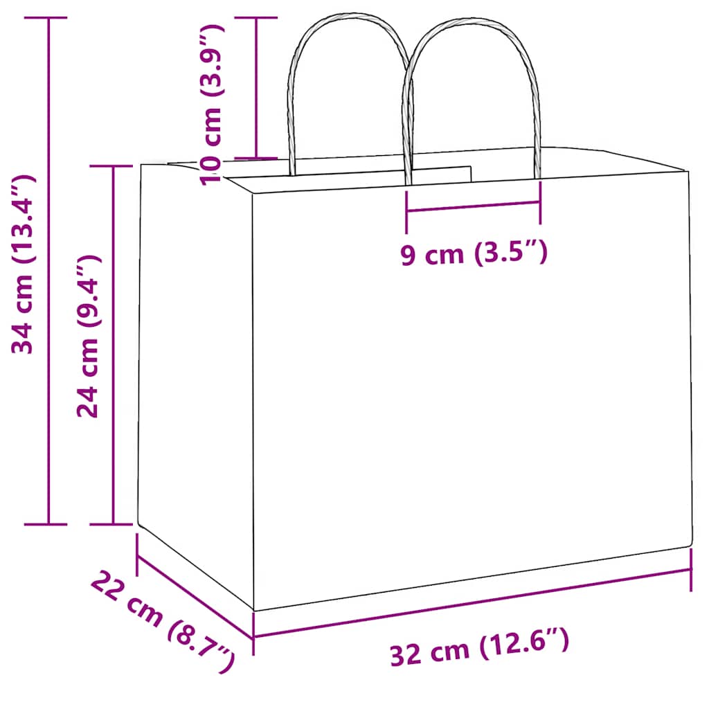 Papirnate vrećice 250 kom s ručkama plave 32x22x24 cm