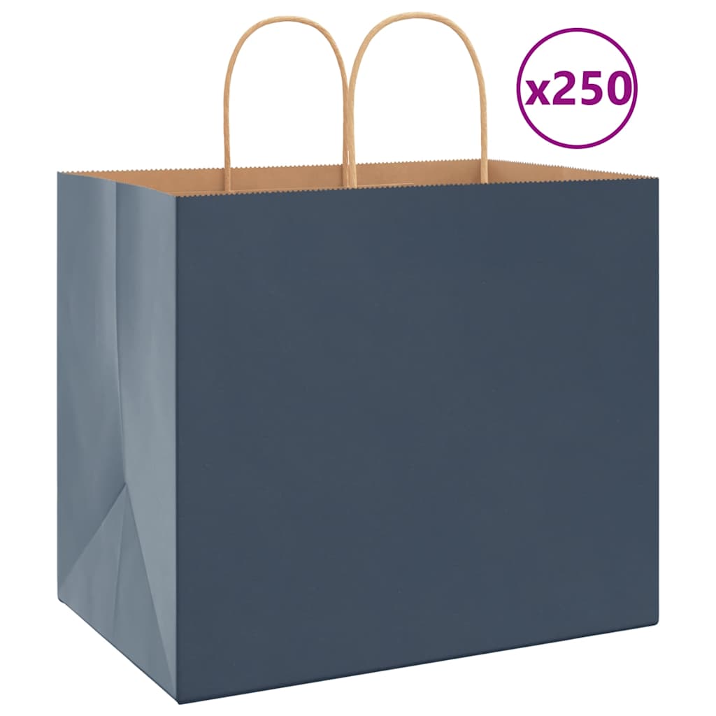Papirnate vrećice 250 kom s ručkama plave 32x22x28 cm
