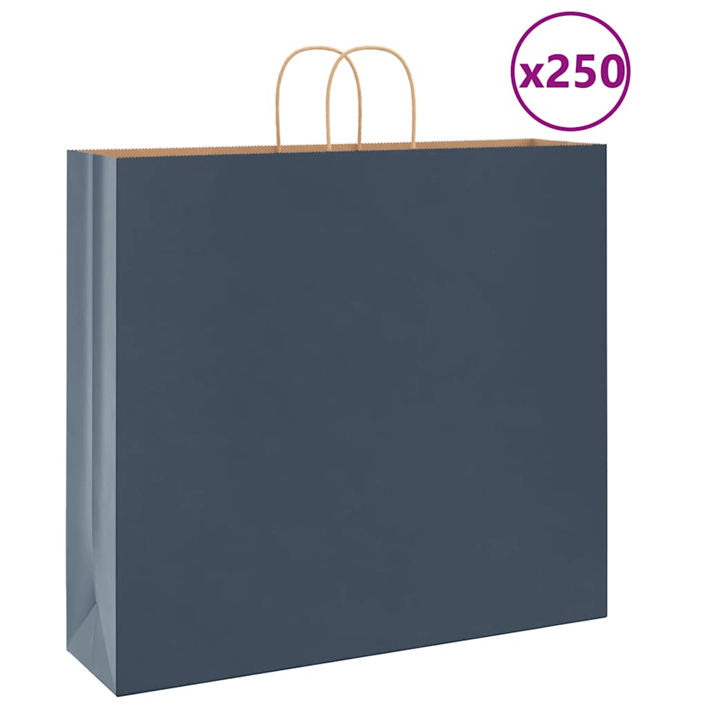 Papirnate vrećice 250 kom s ručkama plave 54x15x49 cm