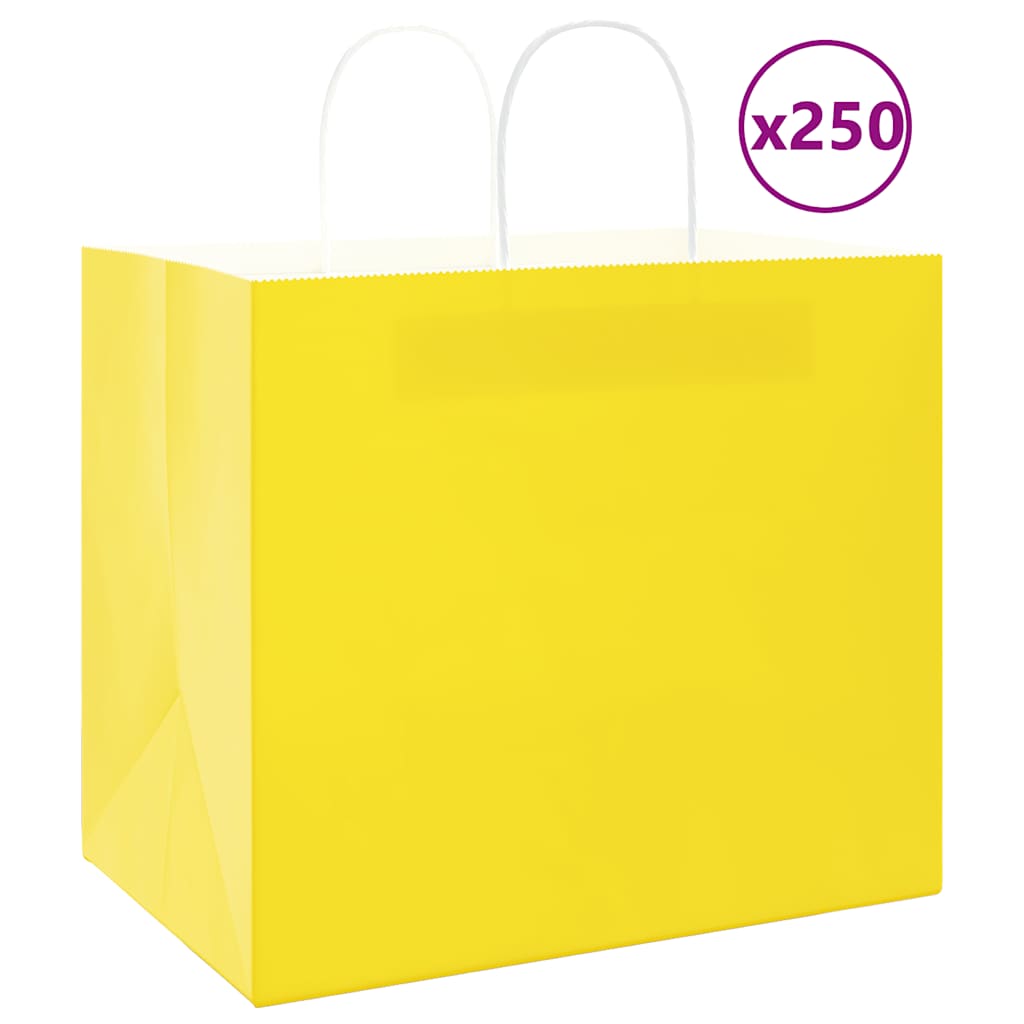 Papirnate vrećice 250 kom s ručkama žute 32x22x28 cm