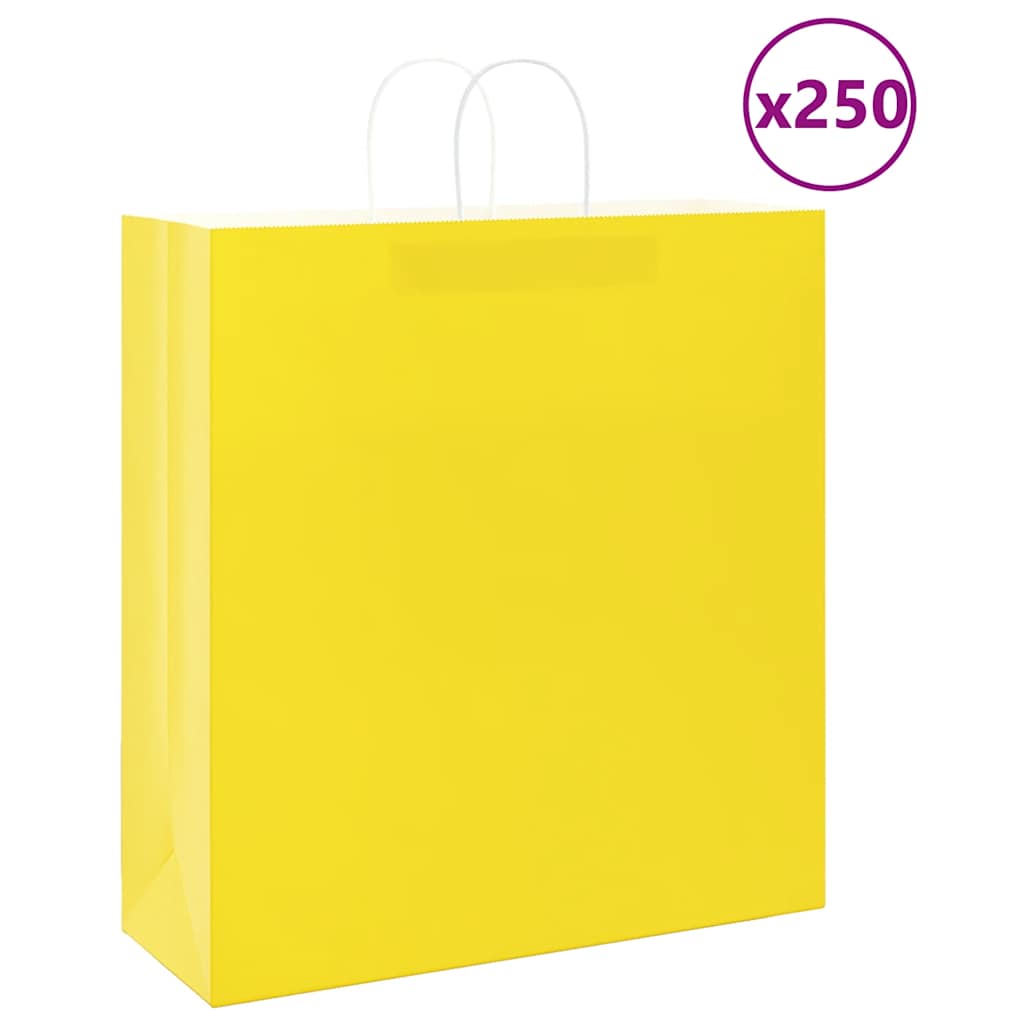 Papirnate vrećice 250 kom s ručkama žute 45x17x48 cm