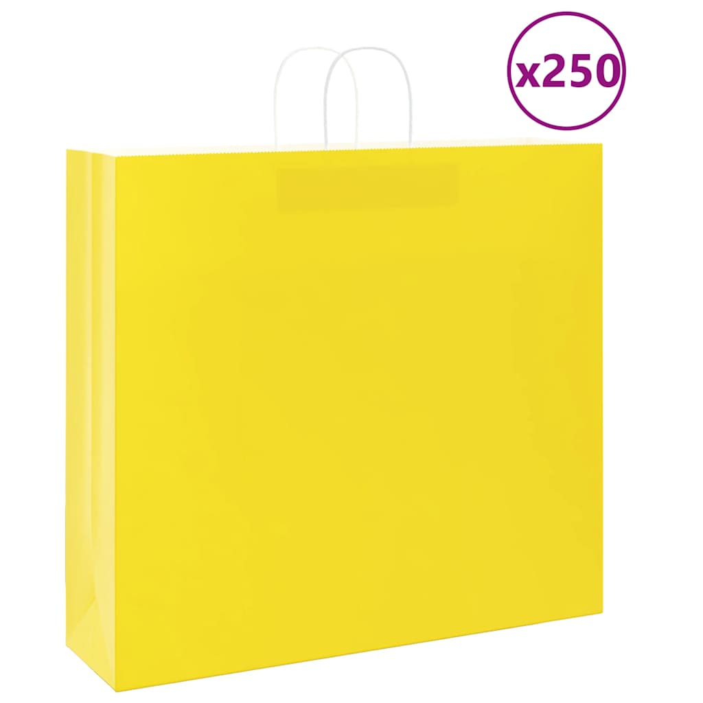 Papirnate vrećice 250 kom s ručkama žute 54x15x49 cm