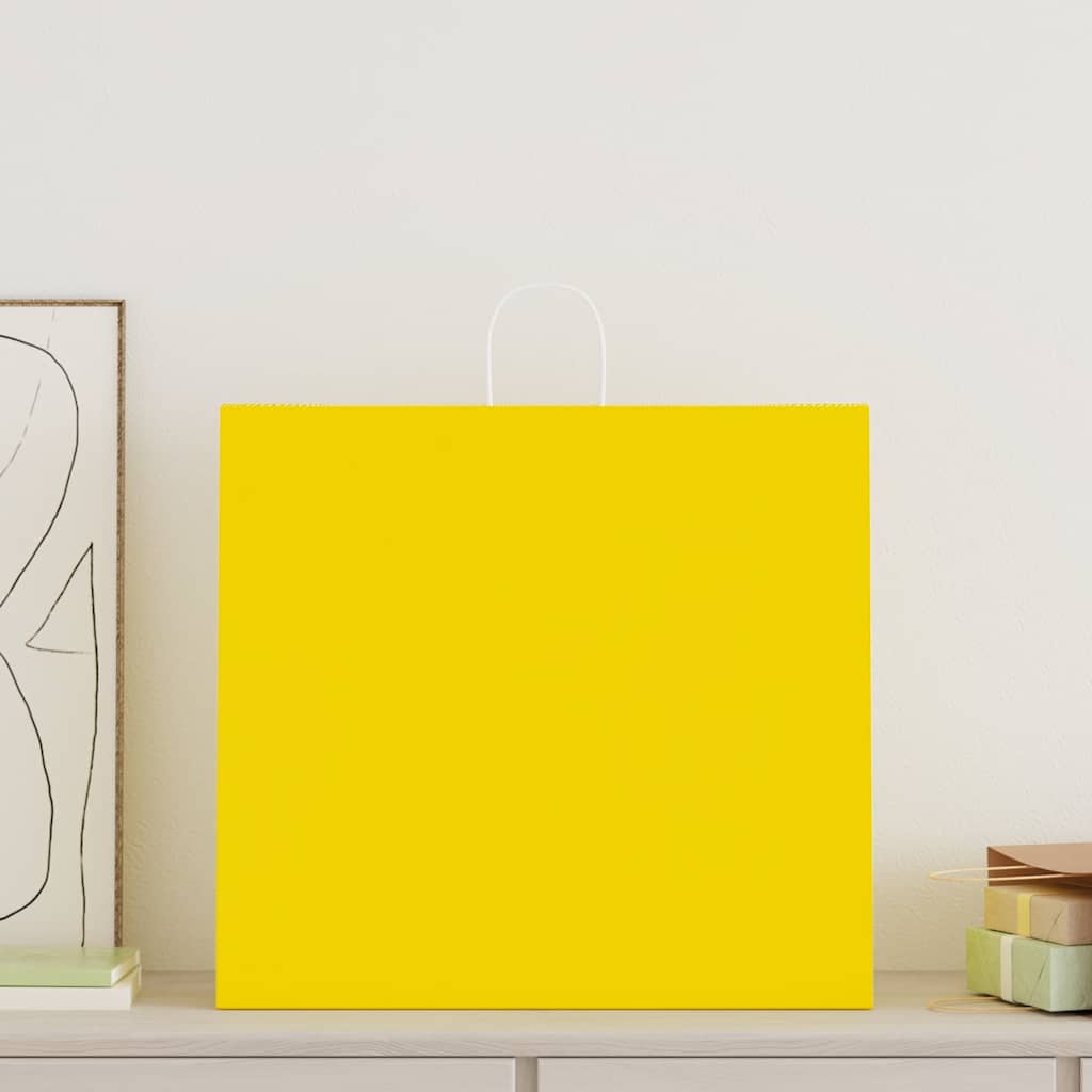 Papirnate vrećice 250 kom s ručkama žute 54x15x49 cm