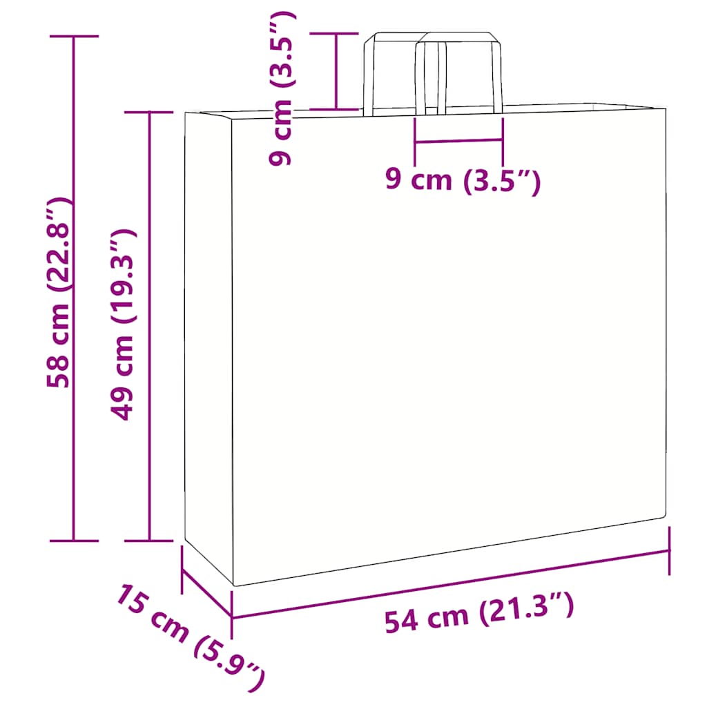 Papirnate vrećice 250 kom s ručkama crne 54x15x49 cm