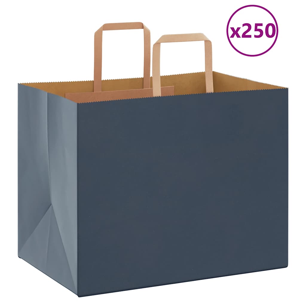 Papirnate vrećice 250 kom s ručkama plave 32x22x24 cm