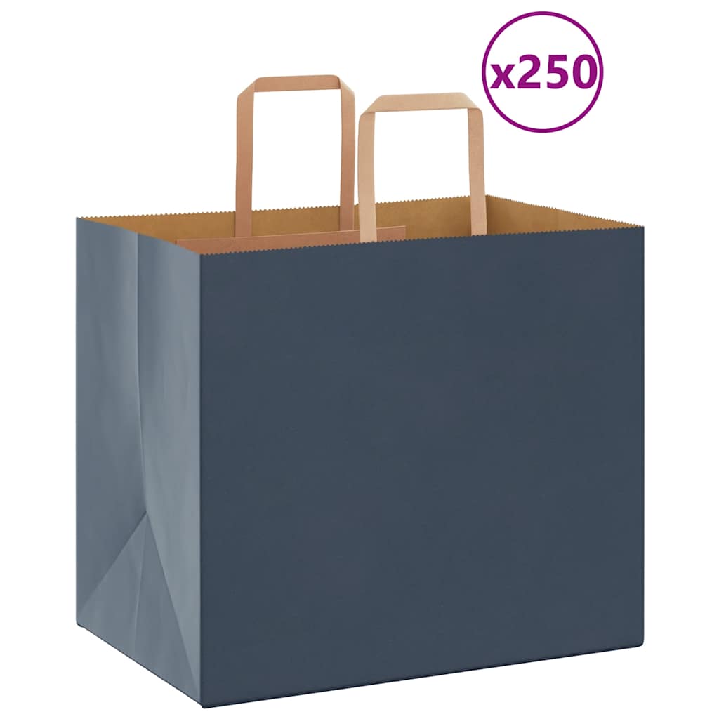 Papirnate vrećice 250 kom s ručkama plave 32x22x28 cm