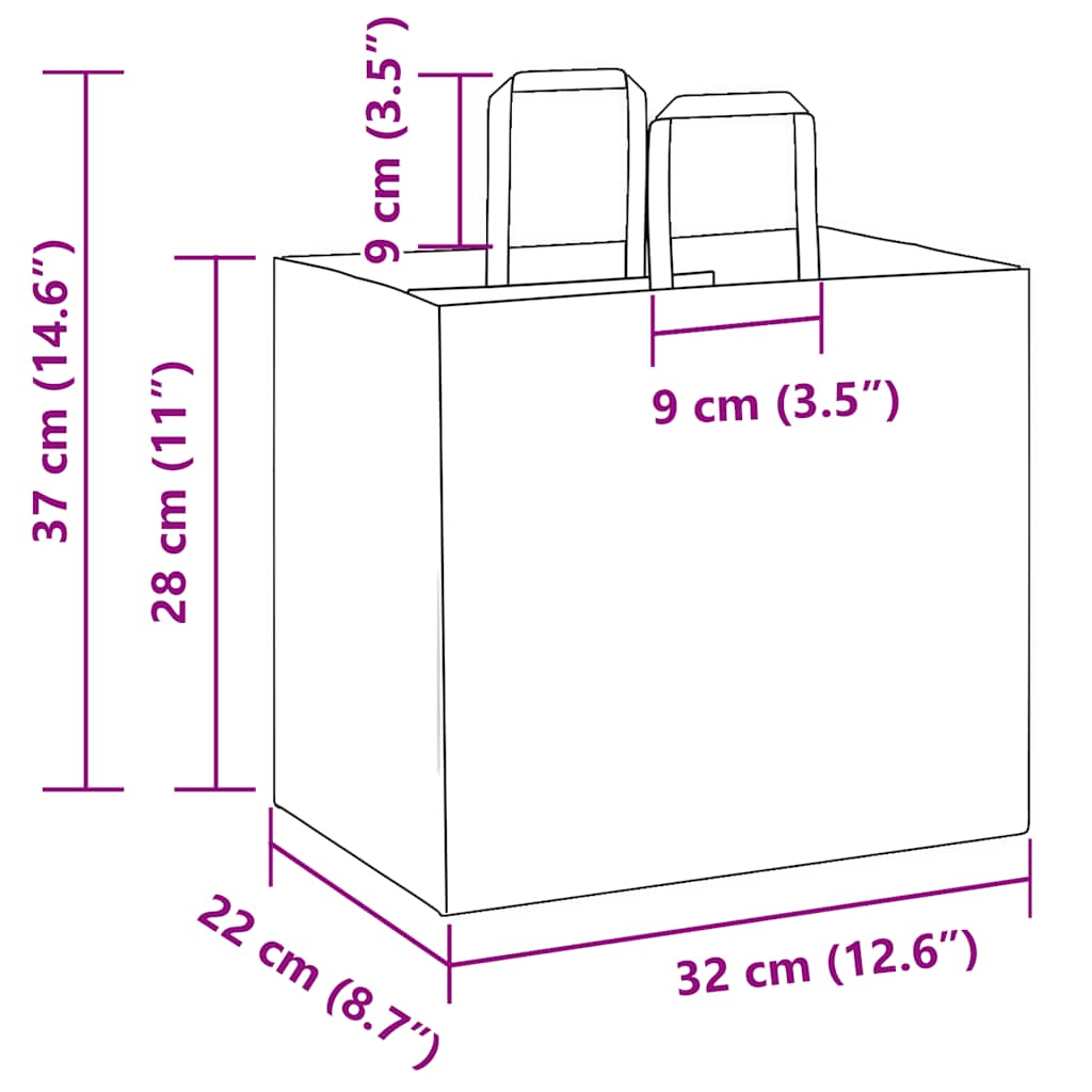 Papirnate vrećice 250 kom s ručkama plave 32x22x28 cm