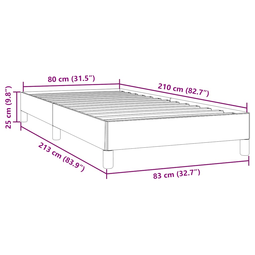Box Spring krevet bez madraca svijetlo sivi 80x210 cm samt