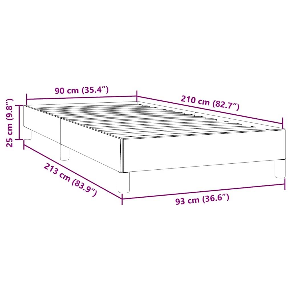 Box Spring krevet bez madraca crni 90x210 cm samt