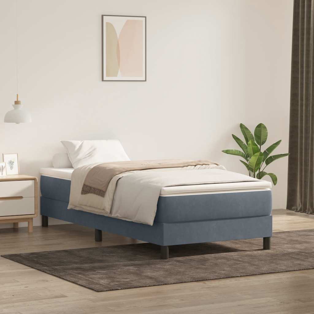 Box Spring krevet bez madraca tamno sivi 100x210 cm samt