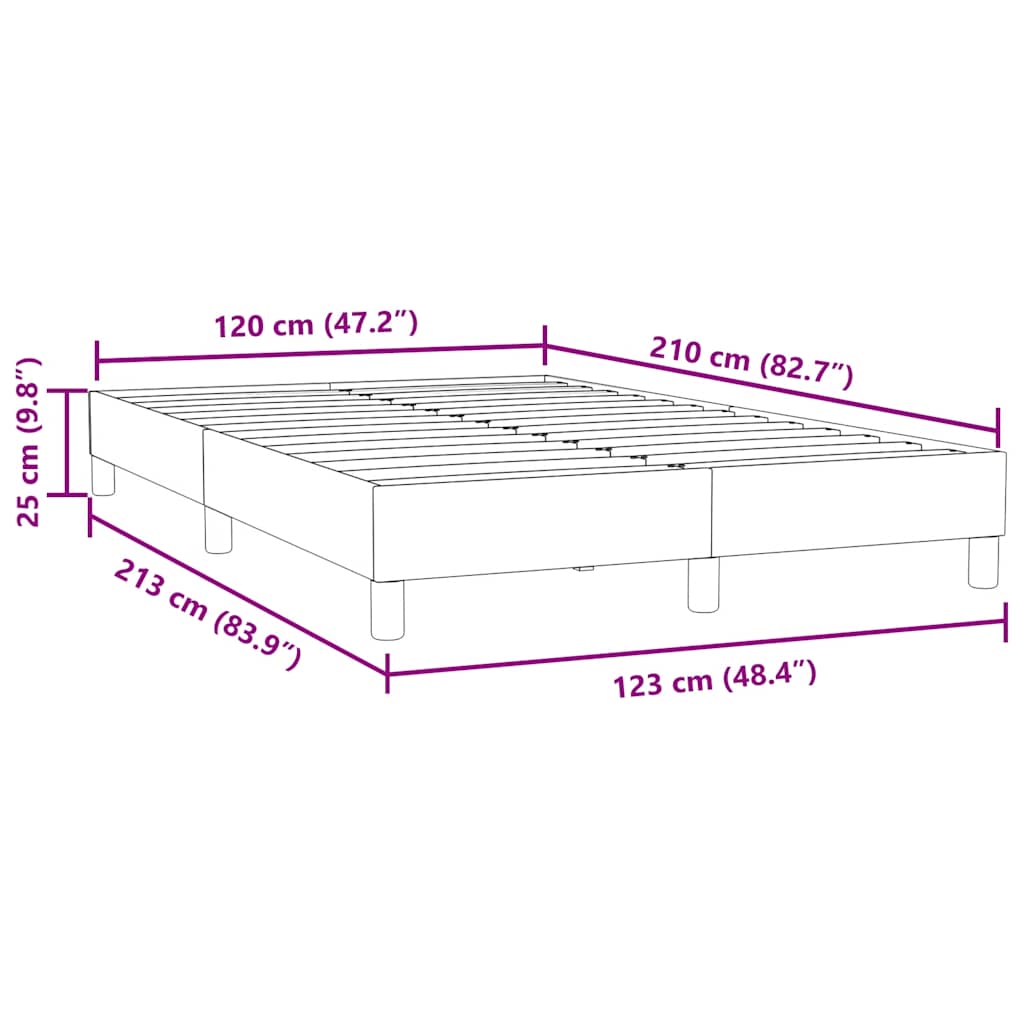 Box Spring krevet bez madraca crni 120x210 cm samt