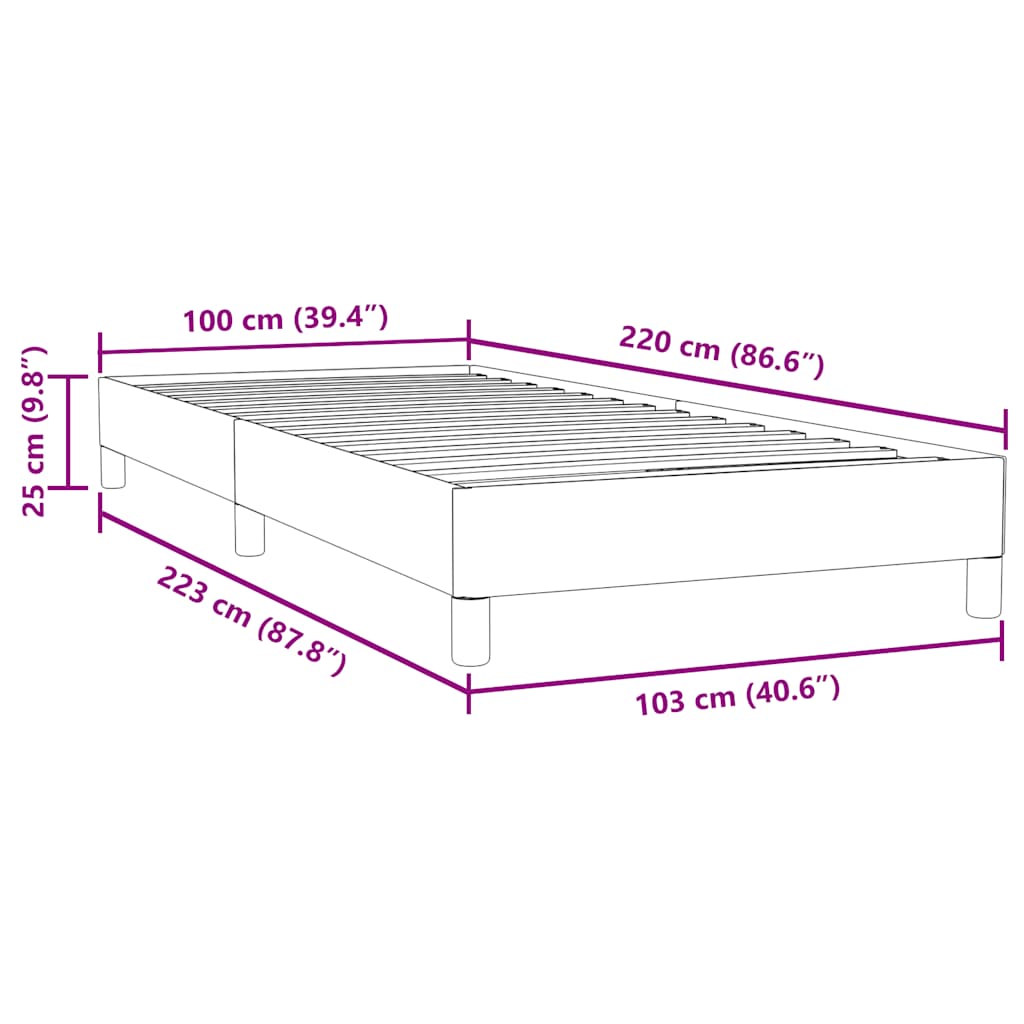 Box Spring krevet bez madracem svijetlo sivi 100x220 cm baršun