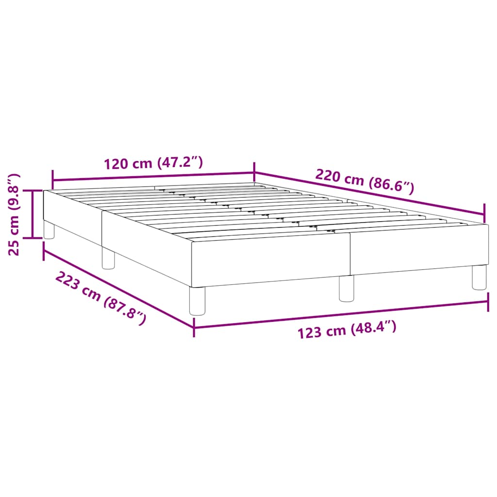 Box Spring krevet bez madracem tamnoplavi 120x220 cm samt