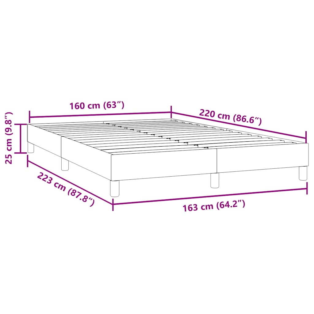 Box Spring krevet bez madracem tamno sivi 160x220 cm baršun
