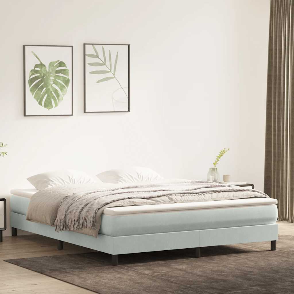 Krevet s oprugama bez madracem svjetlosivi 180x220cm baršunasti