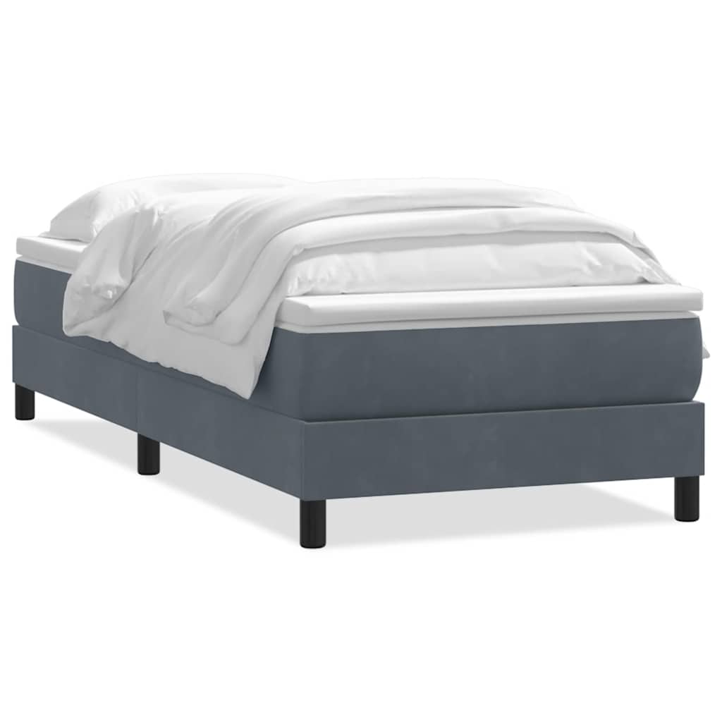Box Spring krevet s madracem tamno sivi 80x210 cm baršun