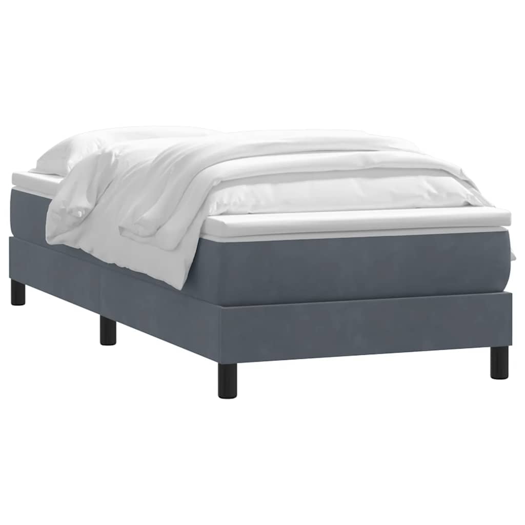 Box Spring krevet s madracem tamno sivi 80x210 cm baršun