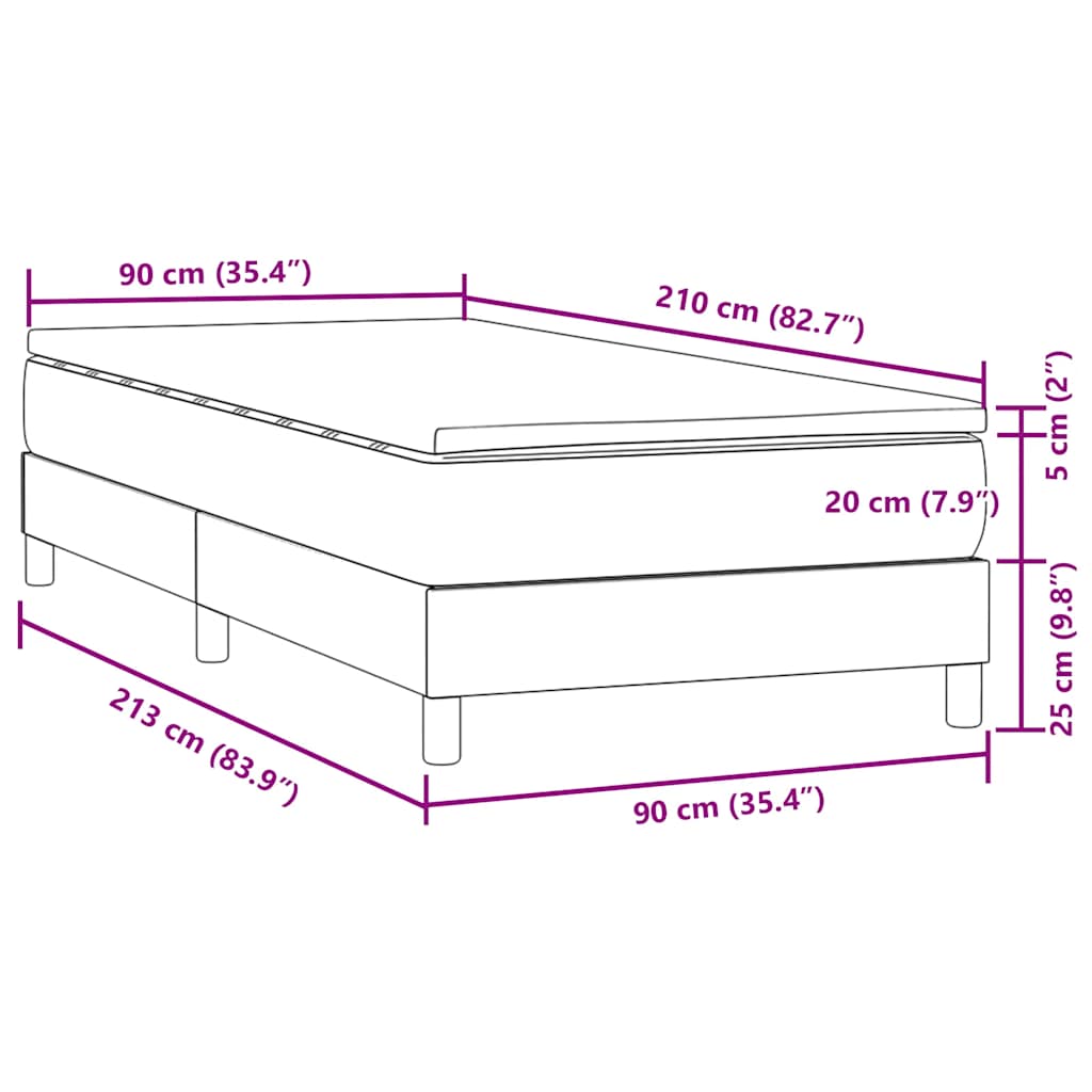 Box Spring krevet s madracem ružičasti 90x210 cm samt
