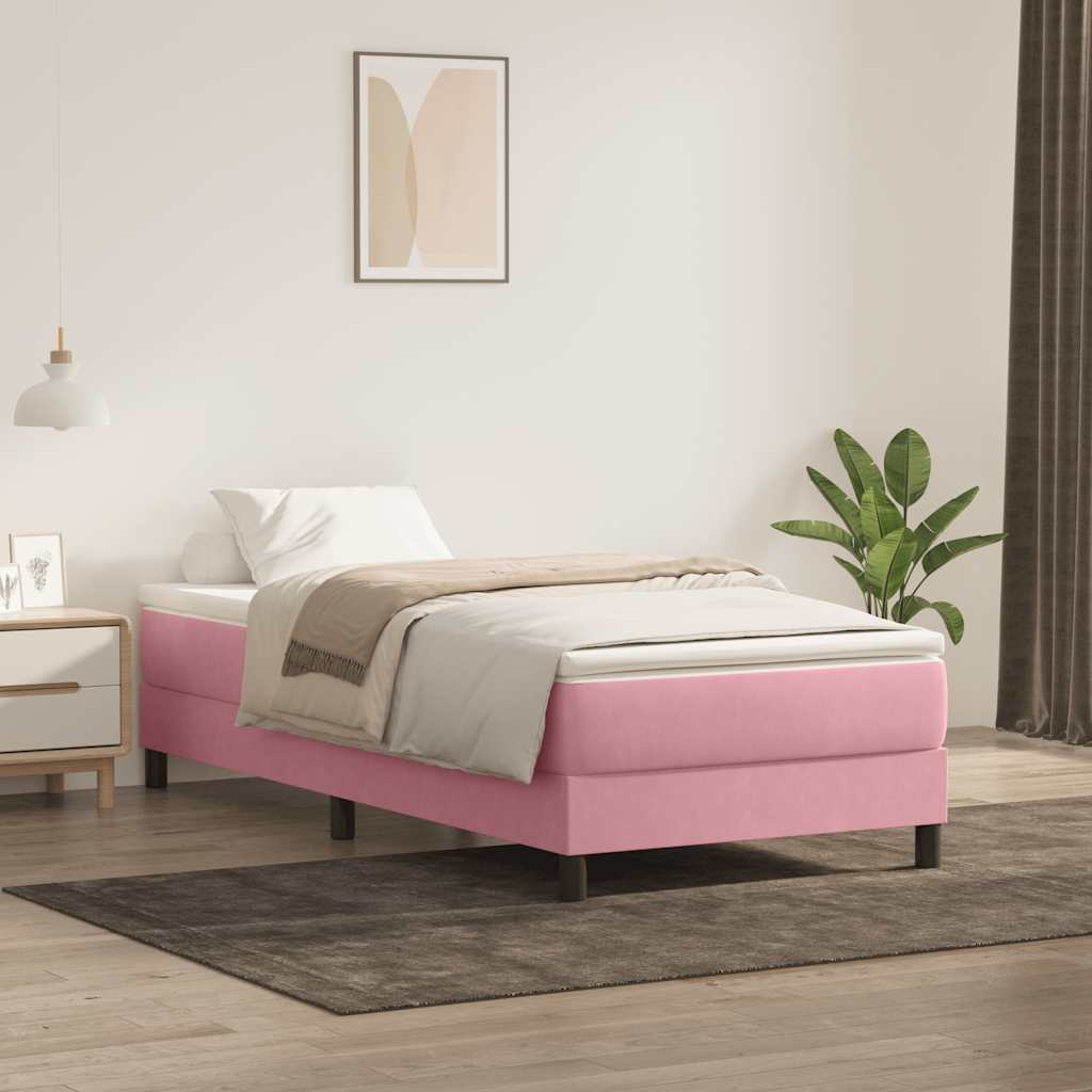 Box Spring krevet s madracem ružičasti 90x210 cm samt
