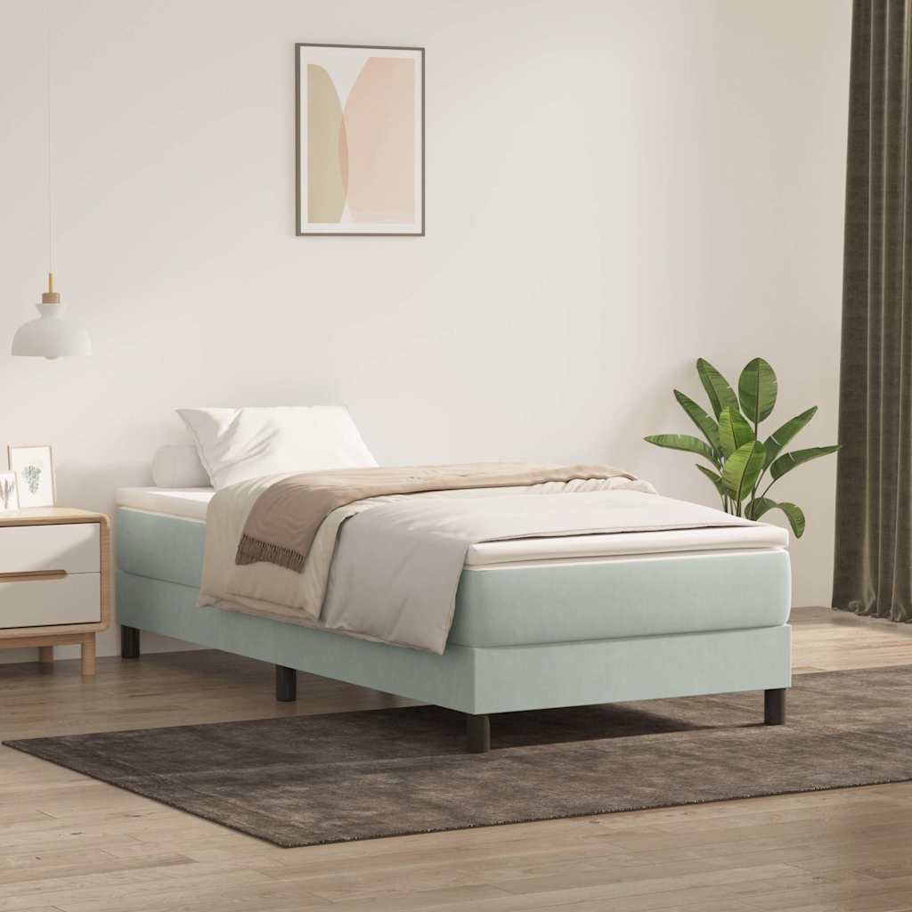 Box Spring krevet s madracem svijetlo sivi 80x220 cm samt