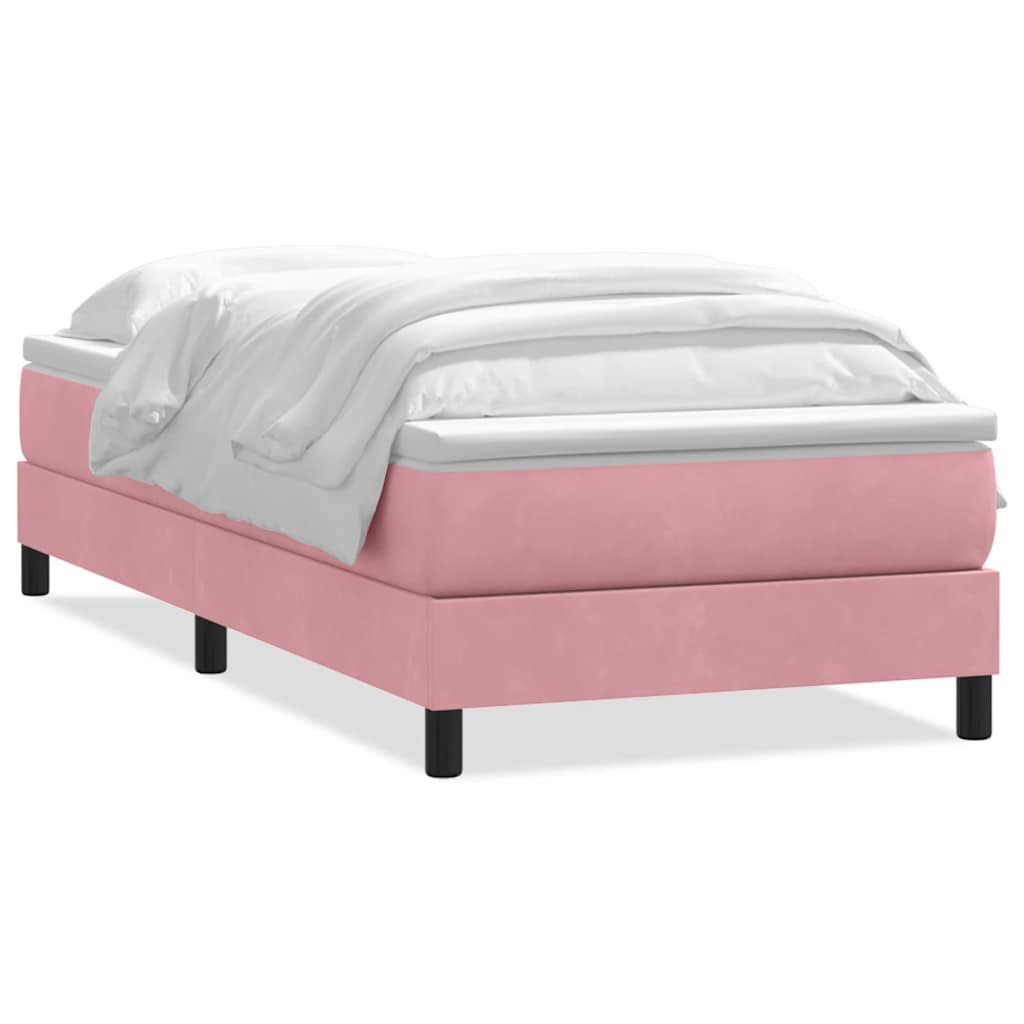 Box spring krevet s madracem ružičasti 90x220 cm baršunasti