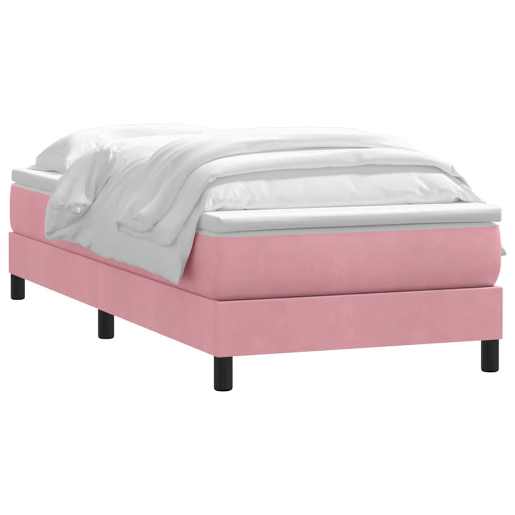 Box spring krevet s madracem ružičasti 90x220 cm baršunasti