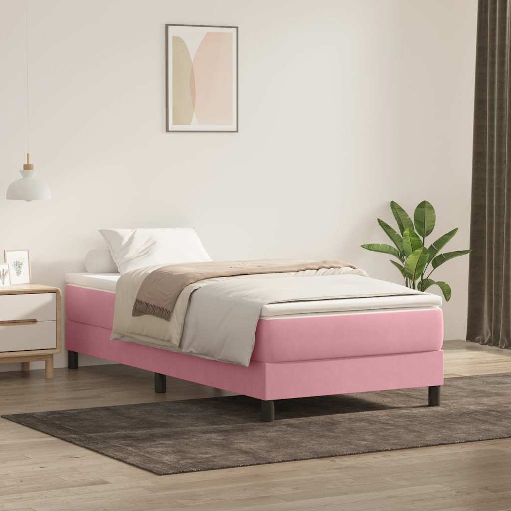 Box spring krevet s madracem ružičasti 90x220 cm baršunasti