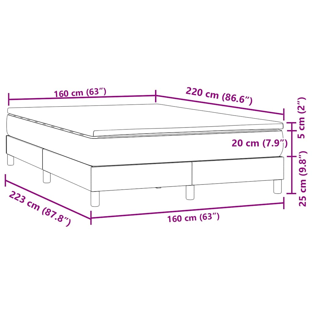 Box Spring krevet s madracem tamno zeleni 160x220 cm baršun