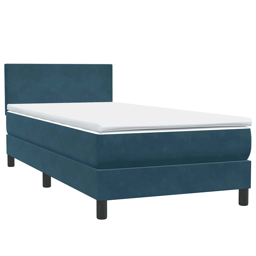 Box Spring krevet s madracem tamnoplavi 80x210 cm baršun