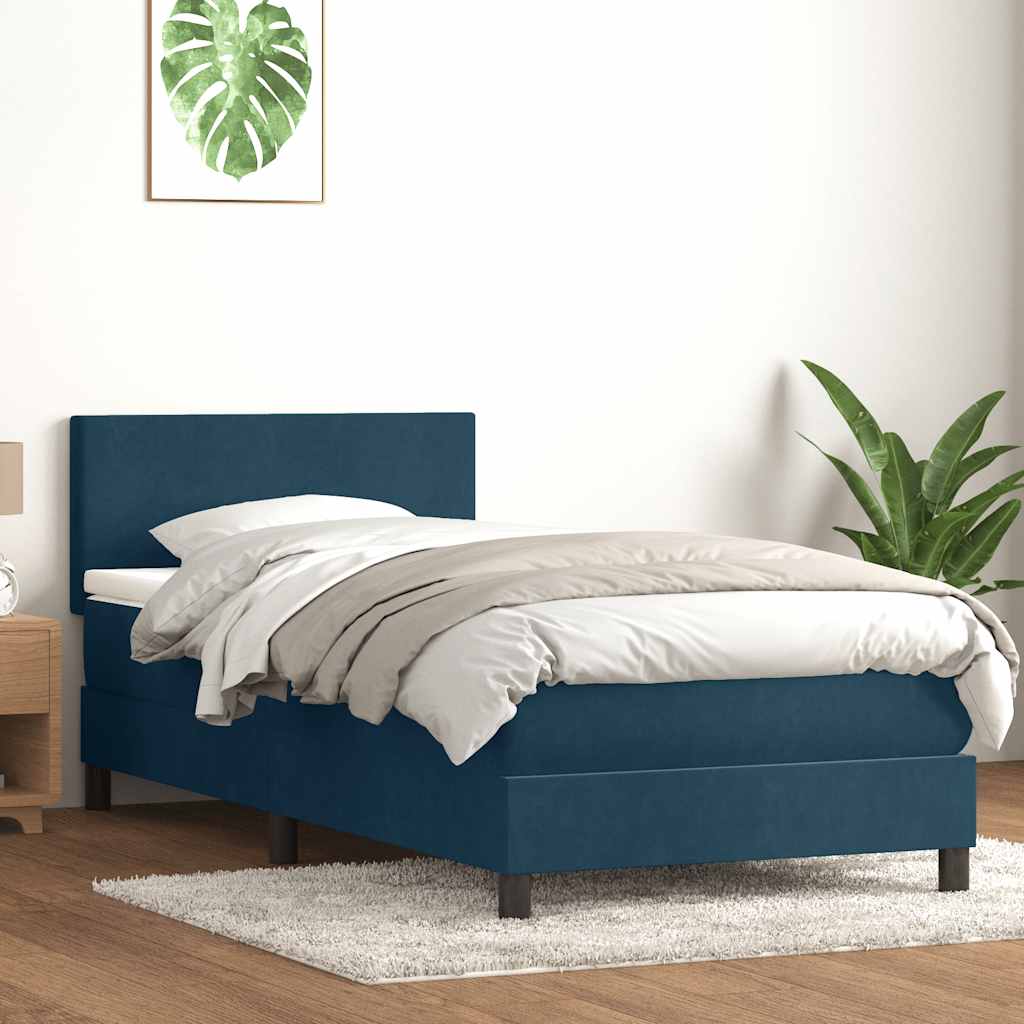 Box Spring krevet s madracem tamnoplavi 80x210 cm baršun