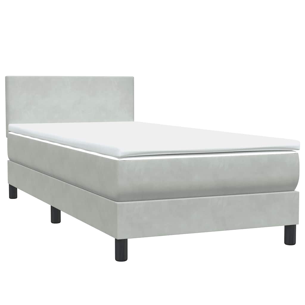 Box Spring krevet s madracem svijetlo sivi 80x220 cm samt