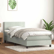 Box Spring krevet s madracem svijetlo sivi 90x220 cm baršun