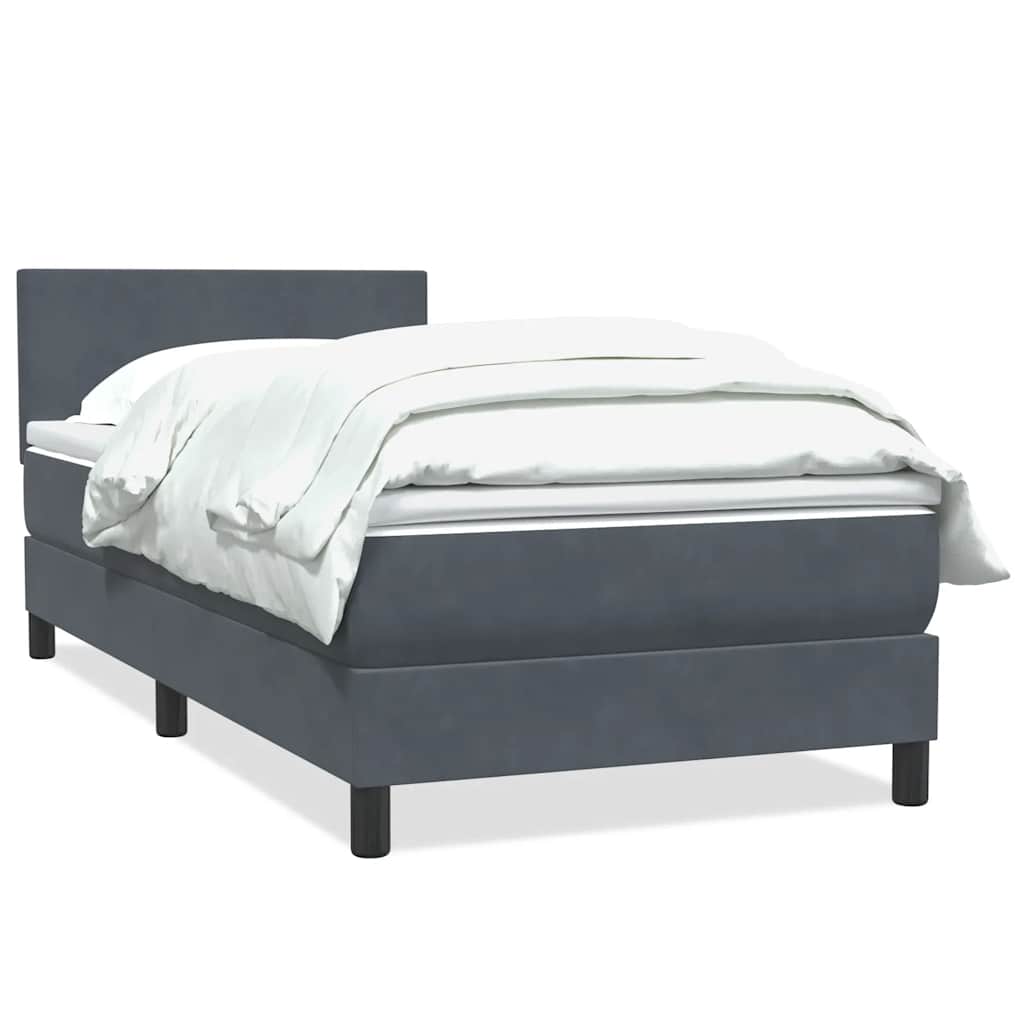 Box spring krevet s madracem tamnosivi 90x220 cm baršunasti