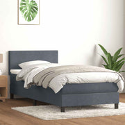Box spring krevet s madracem tamnosivi 90x220 cm baršunasti