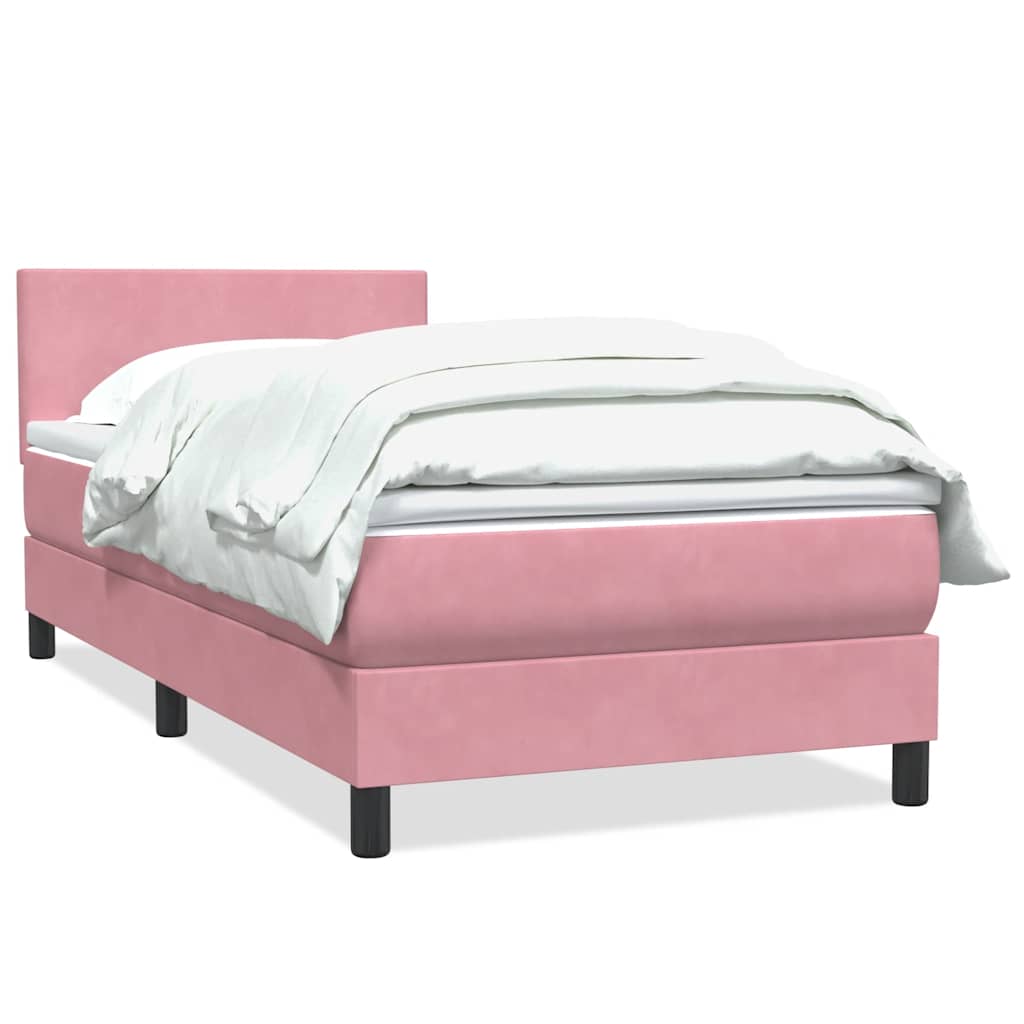 Box spring krevet s madracem ružičasti 90x220 cm baršunasti