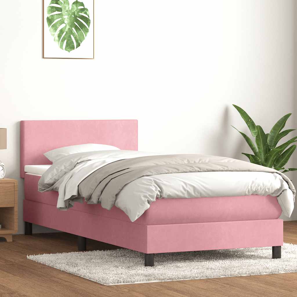Box spring krevet s madracem ružičasti 90x220 cm baršunasti