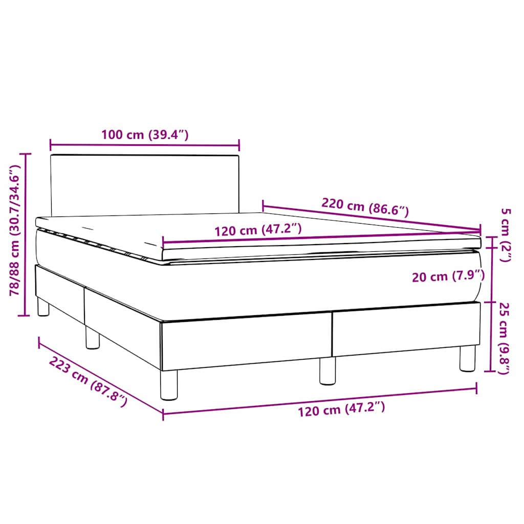 Box Spring krevet s madracem ružičasti 120x220 cm samt