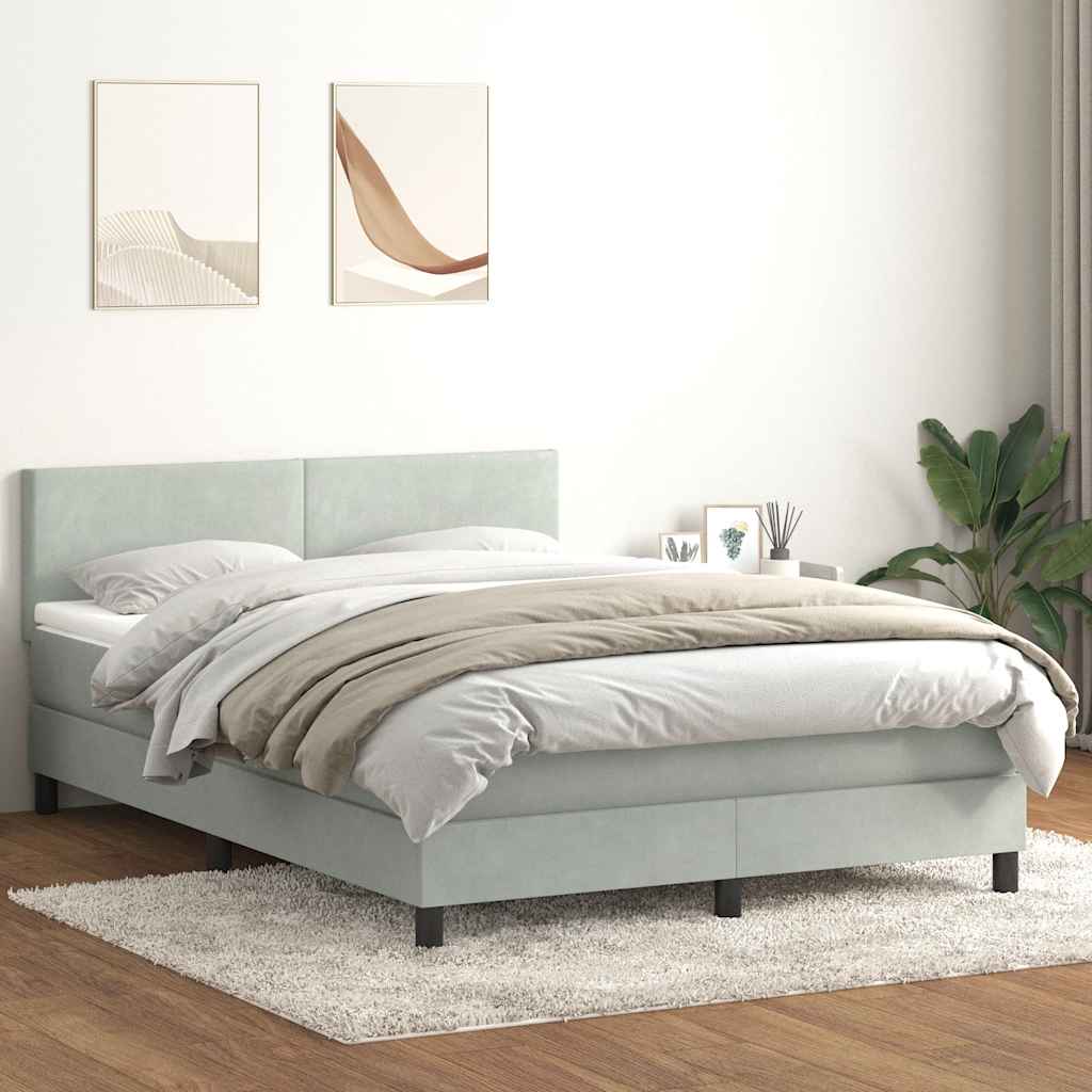 Krevet s oprugama i madracem svjetlosivi 160x220 cm baršunasti