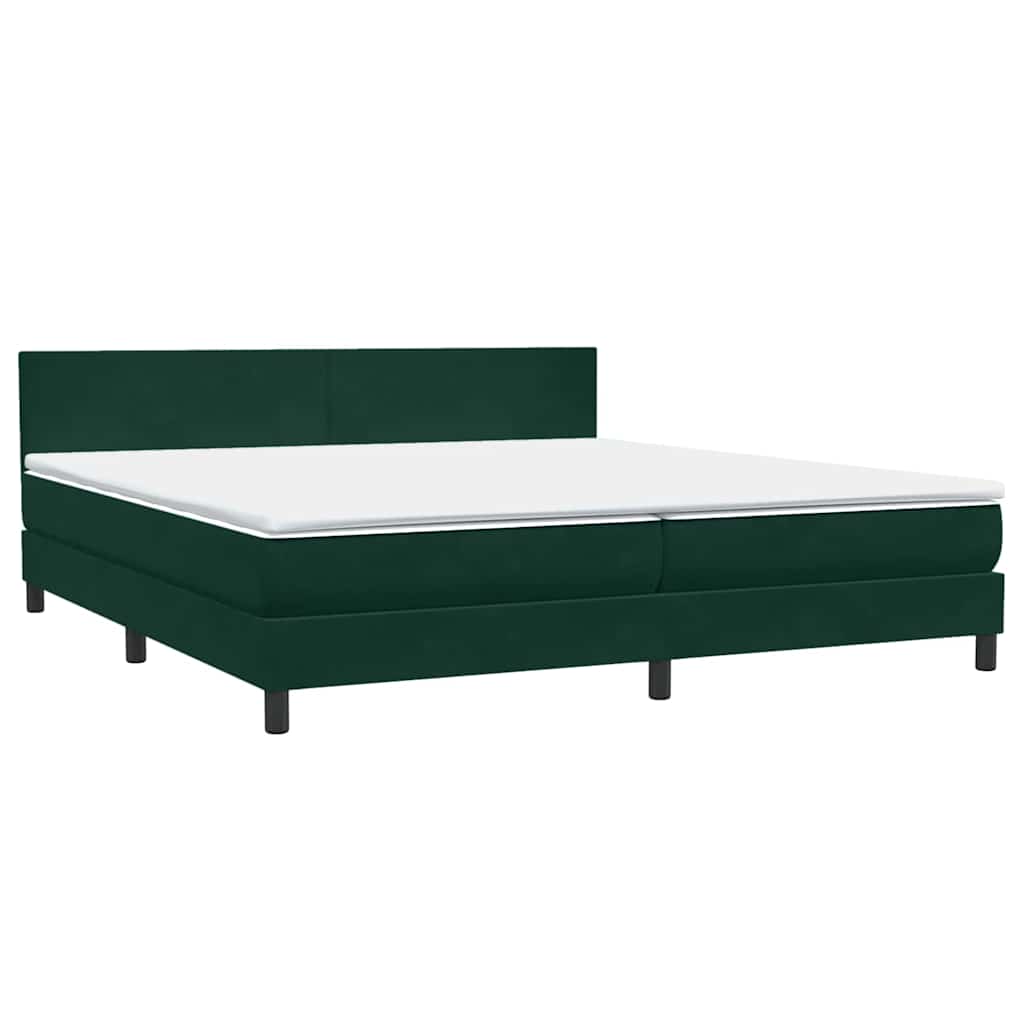 Box Spring krevet s madracem tamno zeleni 180x220 cm baršun